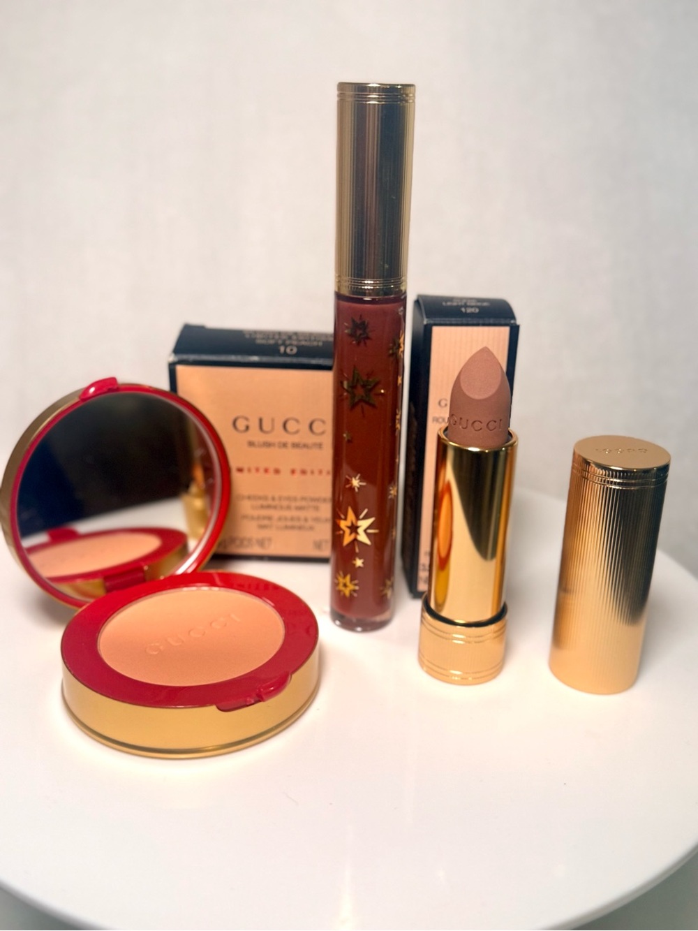 GUCCI blush lipstick plumping lip gloss set Nib $150